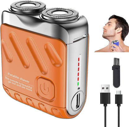 Double Ring Pocket Travel Shaver Mini Men Shaver Portable Beard Razor Orange