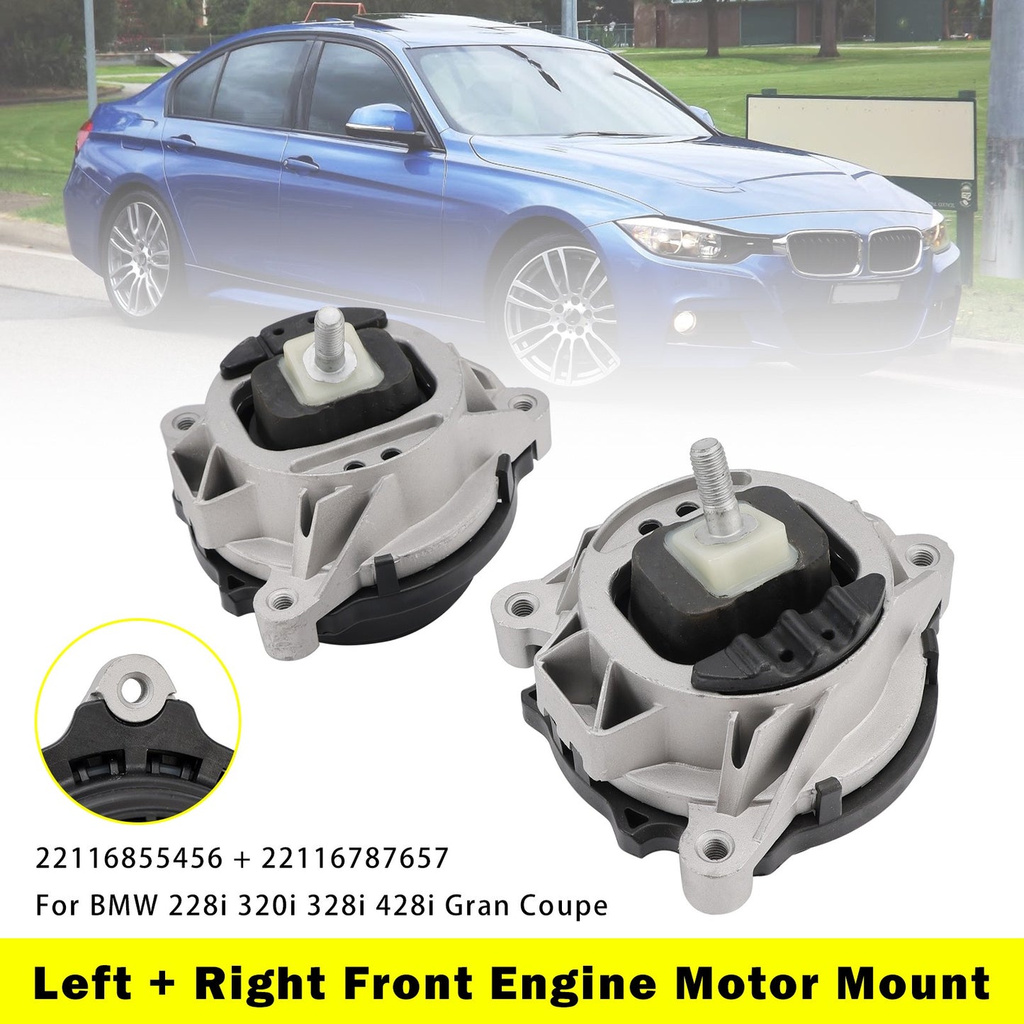 Left + Right Front Engine Motor Mount For BMW 228i 320i 328i 428i 2014-2016