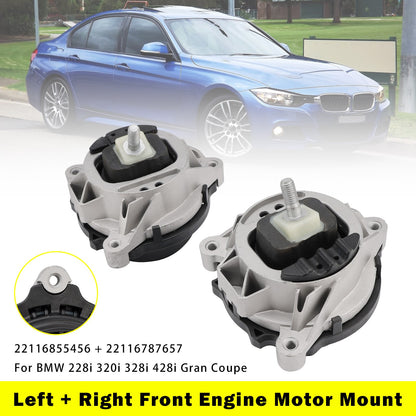 Left + Right Front Engine Motor Mount For BMW 228i 320i 328i 428i 2014-2016