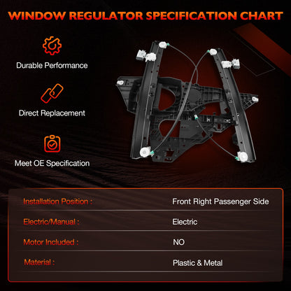 Power Window Regulator Front Passenger Side For 07-16 Lincoln Ford Expedition