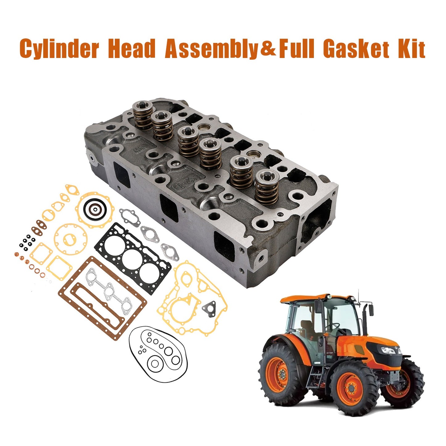 D1305 Complete Cylinder Head Assy+Gasket For Kubota B2710HSD F3060 Tractor