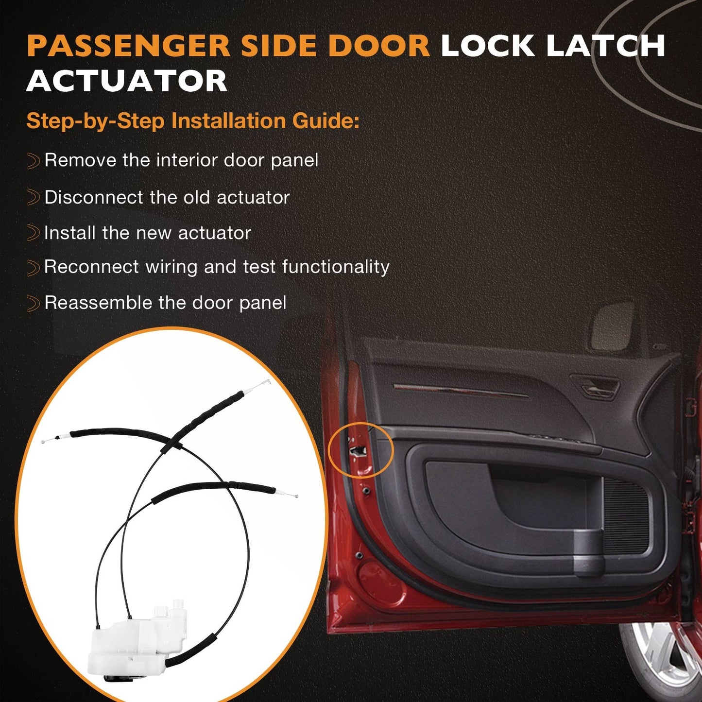 Door Lock Latch Actuator Front Passenger Side For 2005-15 Nissan Frontier Xterra