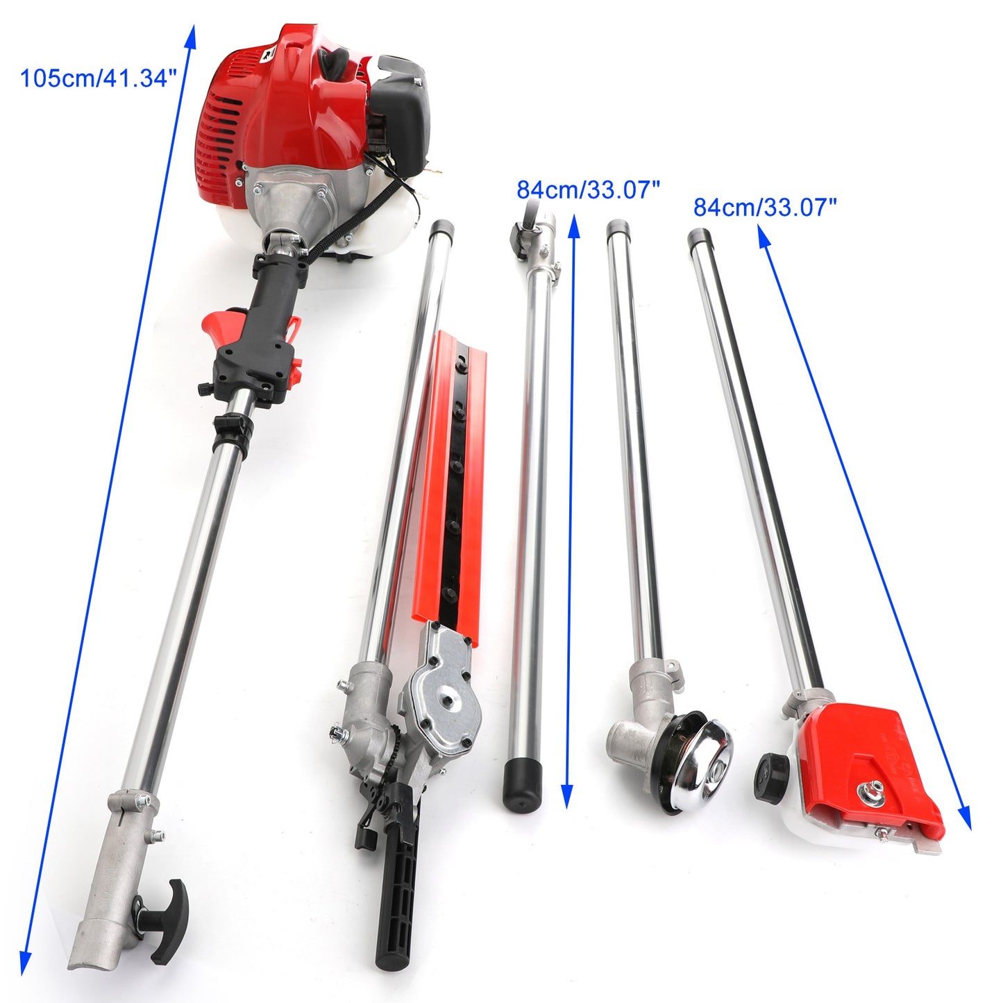 ??5 in 1 52cc Petrol Hedge Trimmer Chainsaw Brush Cutter Poleaw Outdoor Tools