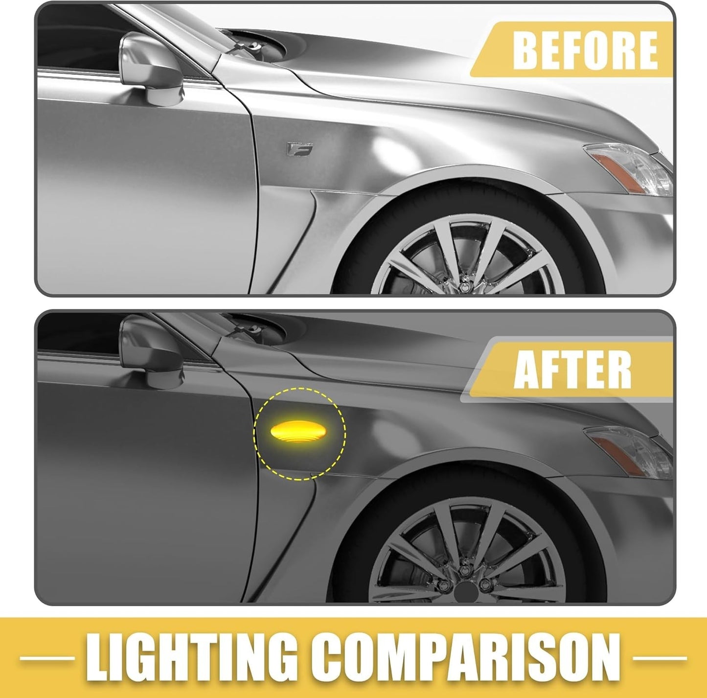 For Toyota Yaris Hatchback XP90 Black Lens Amber LED Signal Side Marker Lights
