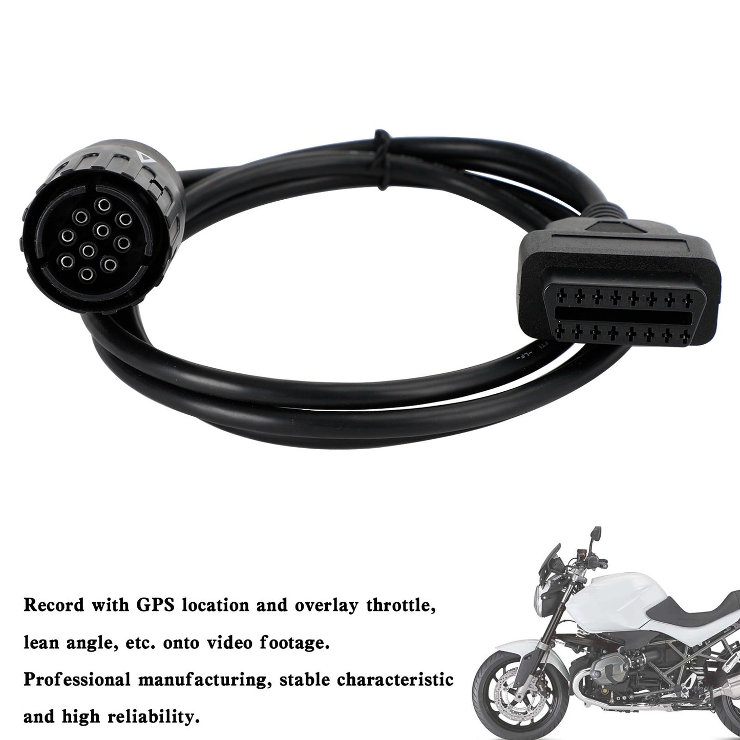 Motorcycle 10 Pin To 16Pin For BMW OBD2 Cable Connector Diagnostic Scanner Cable