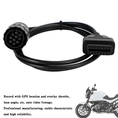 Motorcycle 10 Pin To 16Pin For BMW OBD2 Cable Connector Diagnostic Scanner Cable
