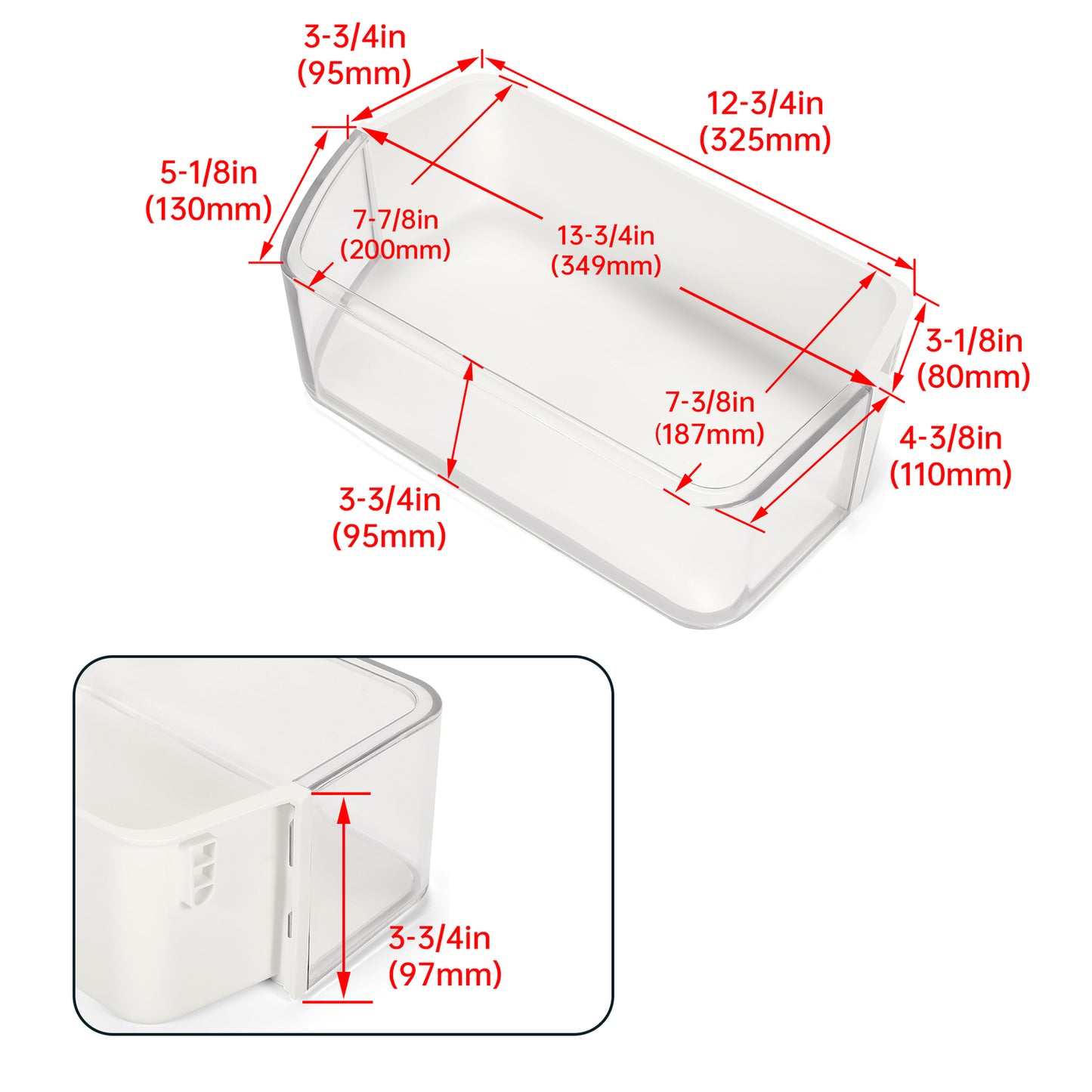 Solid Spare #DA97-12650A Door Shelf Bin ( Right ) For SAMSUNG Refrigerator RF263TEAEBC