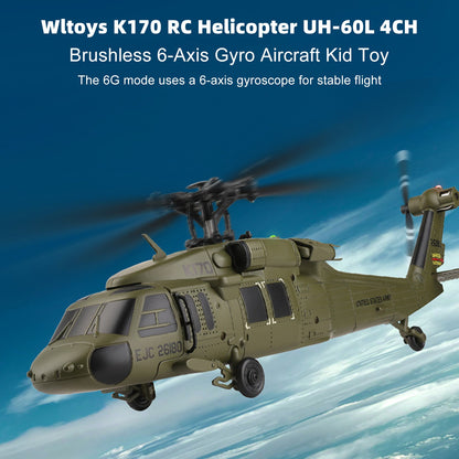 Wltoys K170 RC Helicopter UH-60L 4CH Brushless 6-Axis Gyro Aircraft Kid Toy