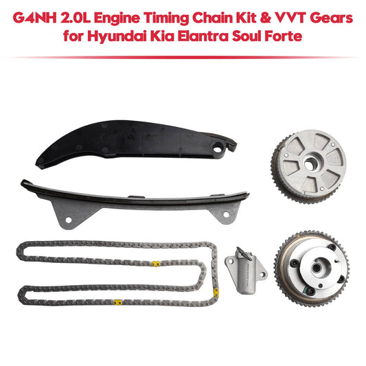 Solid Spare G4NH 2.0L Engine Timing Chain Kit & VVT Gears for Hyundai Kia Elantra Soul Forte