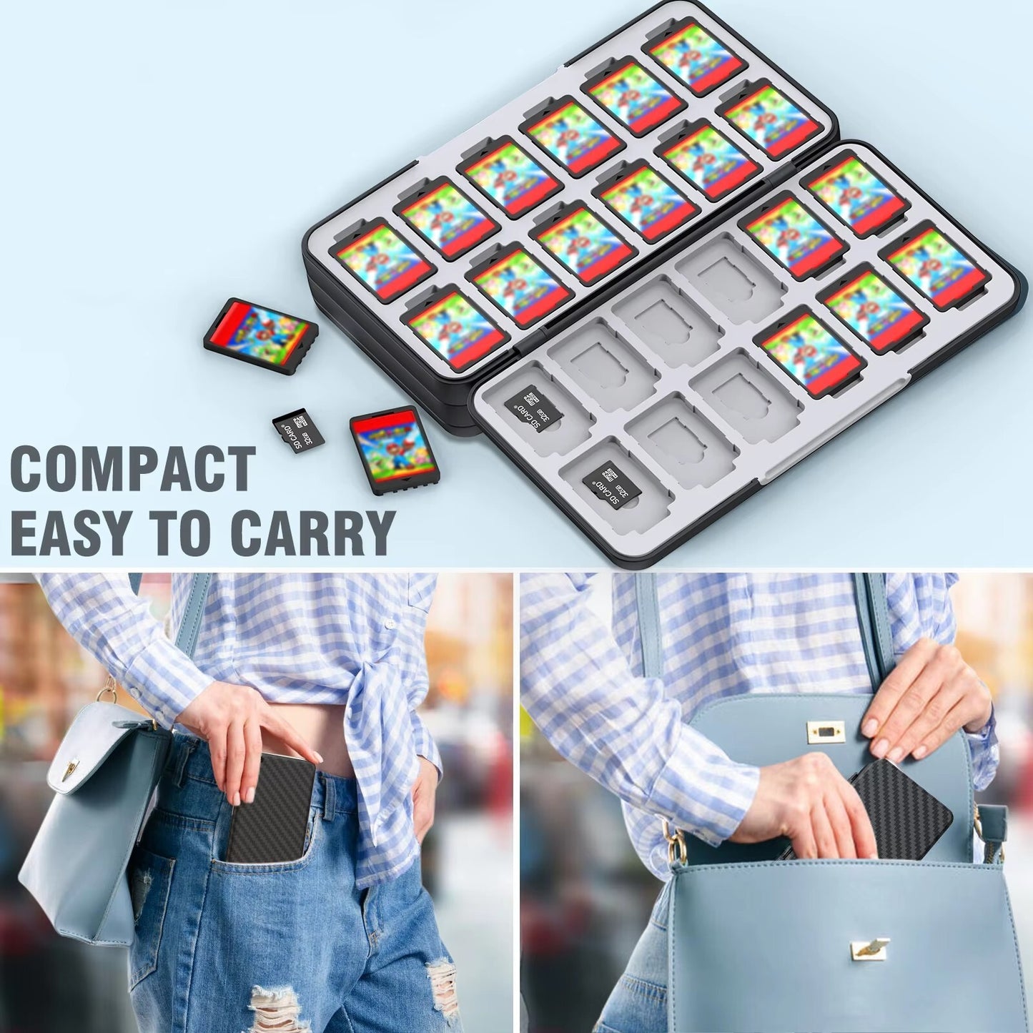 Game Card Case 72 Slot Storage Holder For Nintendo Switch Travel Carry Cover Box