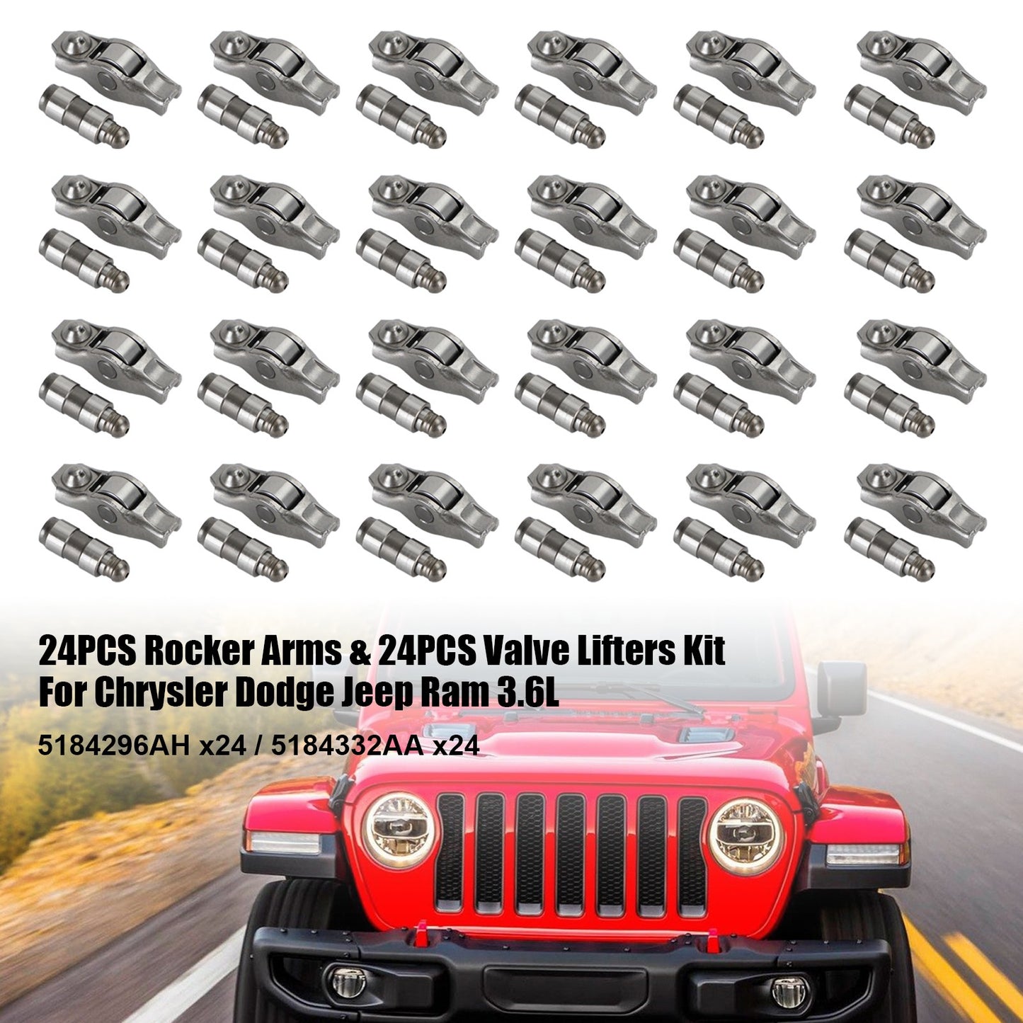 24PCS Rocker Arms & 24PCS Valve Lifters Kit For Chrysler Dodge Jeep Ram 3.6L