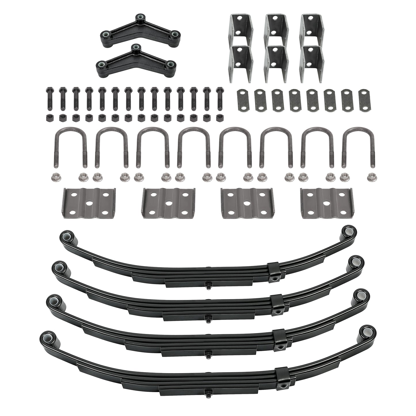 Solid Spare 3500lbs Tandem Trailer Axle Suspension Kit Leaf Springs U-bolt + Hanger Set