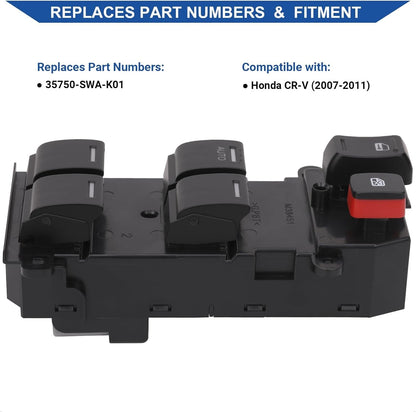 Power Window Master Control Switch For 2007-2011 Honda CR-V CRV 35750-SWA-K01