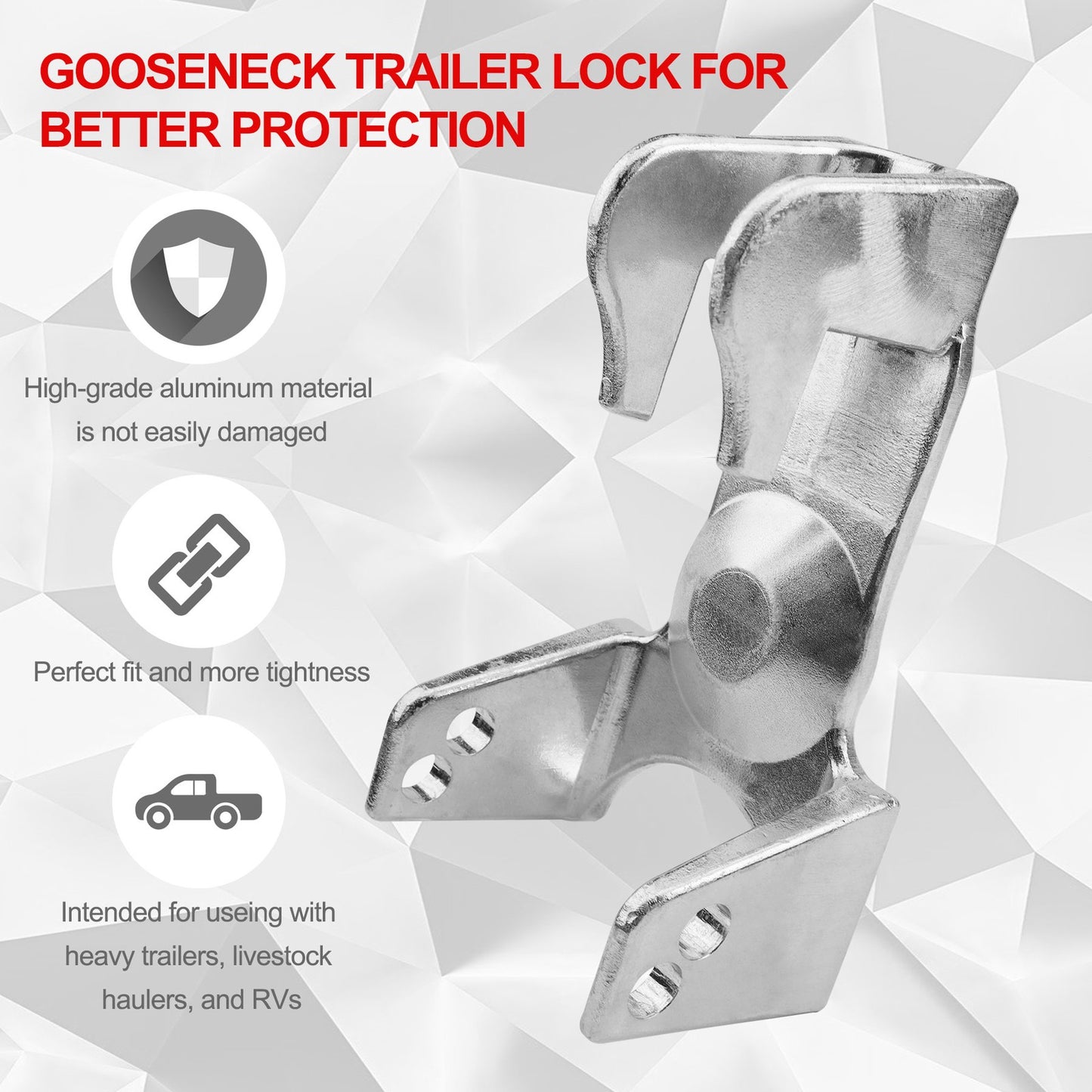 Gooseneck Trailer Lock Silver w/ key lock for RVs Livestock Haulers Trailers