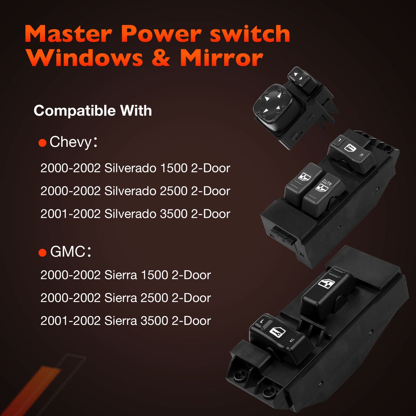 Power Window Door Mirror Switch LH & RH Set For 00-02 Chevy Silverado GMC Sierra