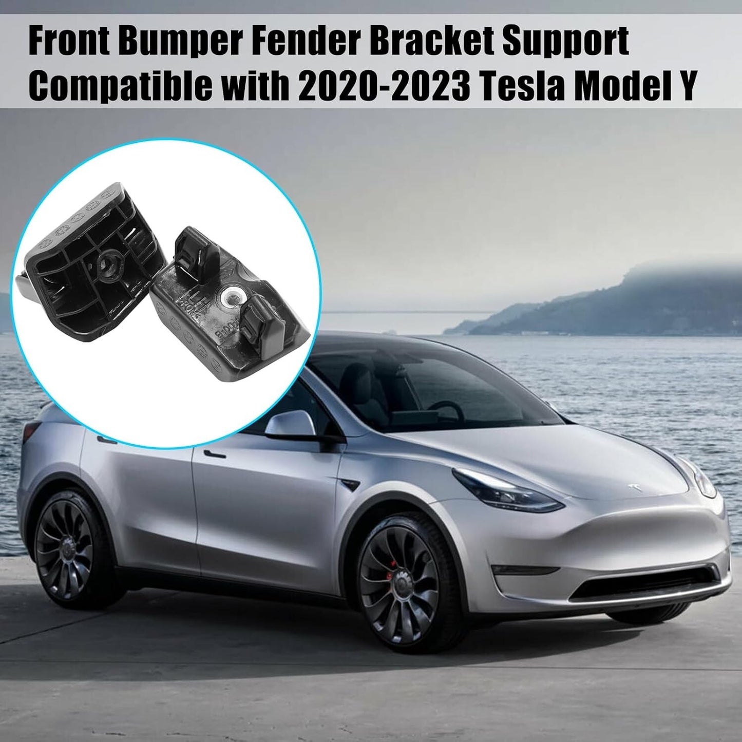 Pair For 2020-2023 Tesla Model Y Fender to Bumper Alignment Clip Bracket Black