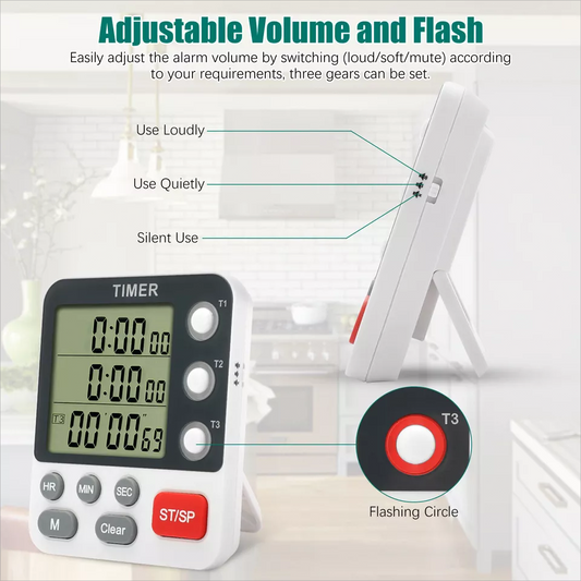 Large LCD Digital Kitchen Cooking Timer Count Down Up Clock Loud Alarm Magnetic