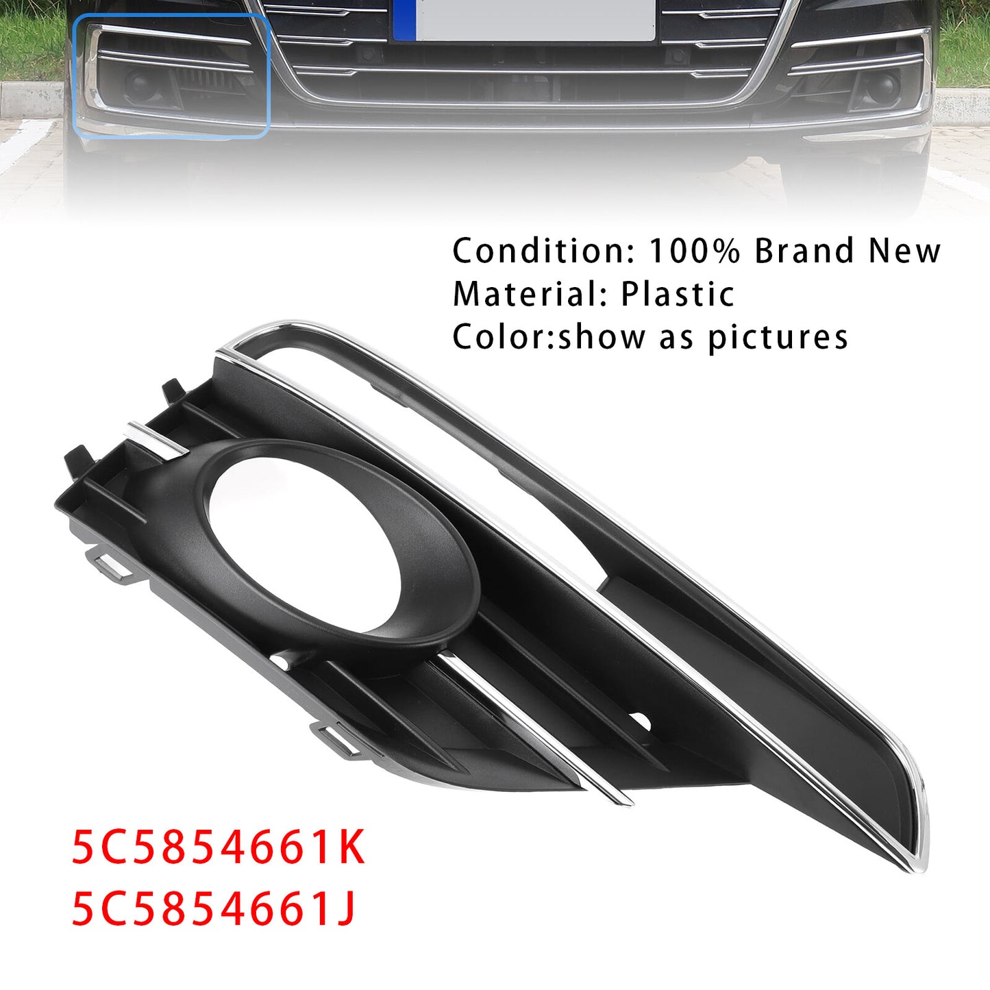 Car Right Side Fog Light Grille Cover 5C5854662J For VW Beetle 2016-2019