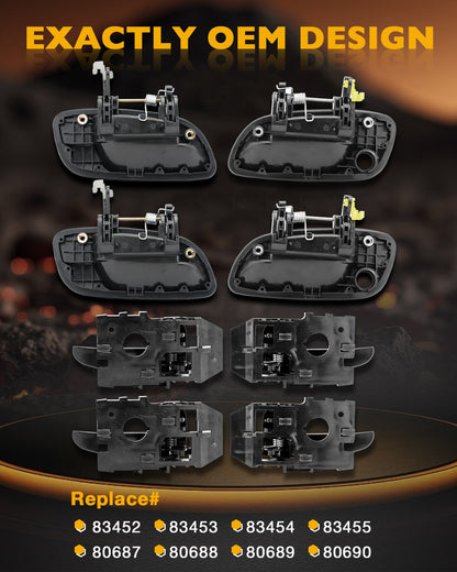 8Pcs Exterior Interior Door Handles Front & Rear Side For 01-06 Hyundai Elantra