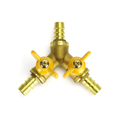 3/8" Hose Barb Ball Valve Y Shaped 3 Way Connector Barb Brass Fitting OD 11mm US