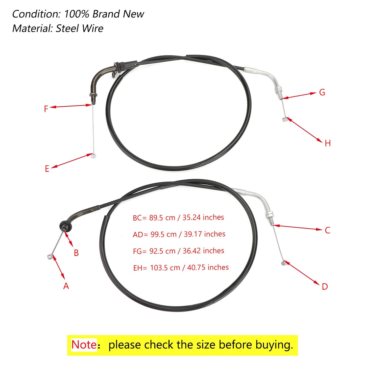 Throttle Cable Wires For Yamaha XVS400 DS400 V-star 96-12 / XVS650 V-star 98-15