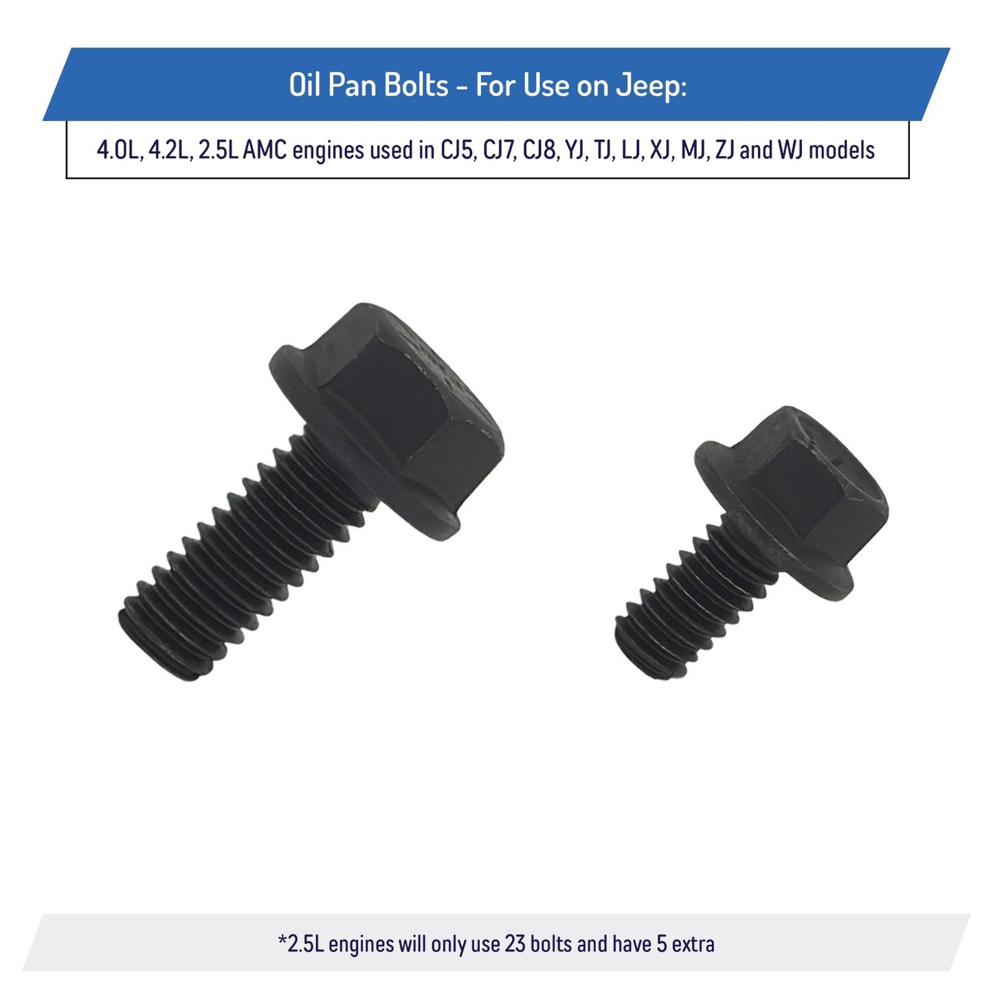 Oil Pan Bolts for Jeep CJ YJ TJ XJ MJ ZJ WJ - 4.0L 4.2L 2.5L - AMC V8 Engines