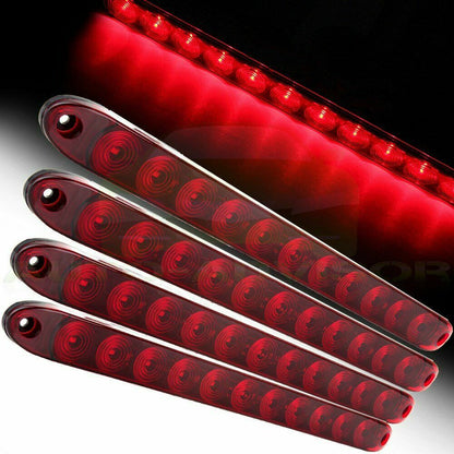 Solid Spare 4PCS 16" Red Truck Trailer Light Bar 11 LED Stop Turn Tail Brake Lights Strip