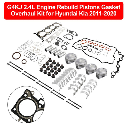 G4KJ 2.4L Engine Rebuild Pistons Gasket Overhaul Kit for Hyundai Kia 2011-20
