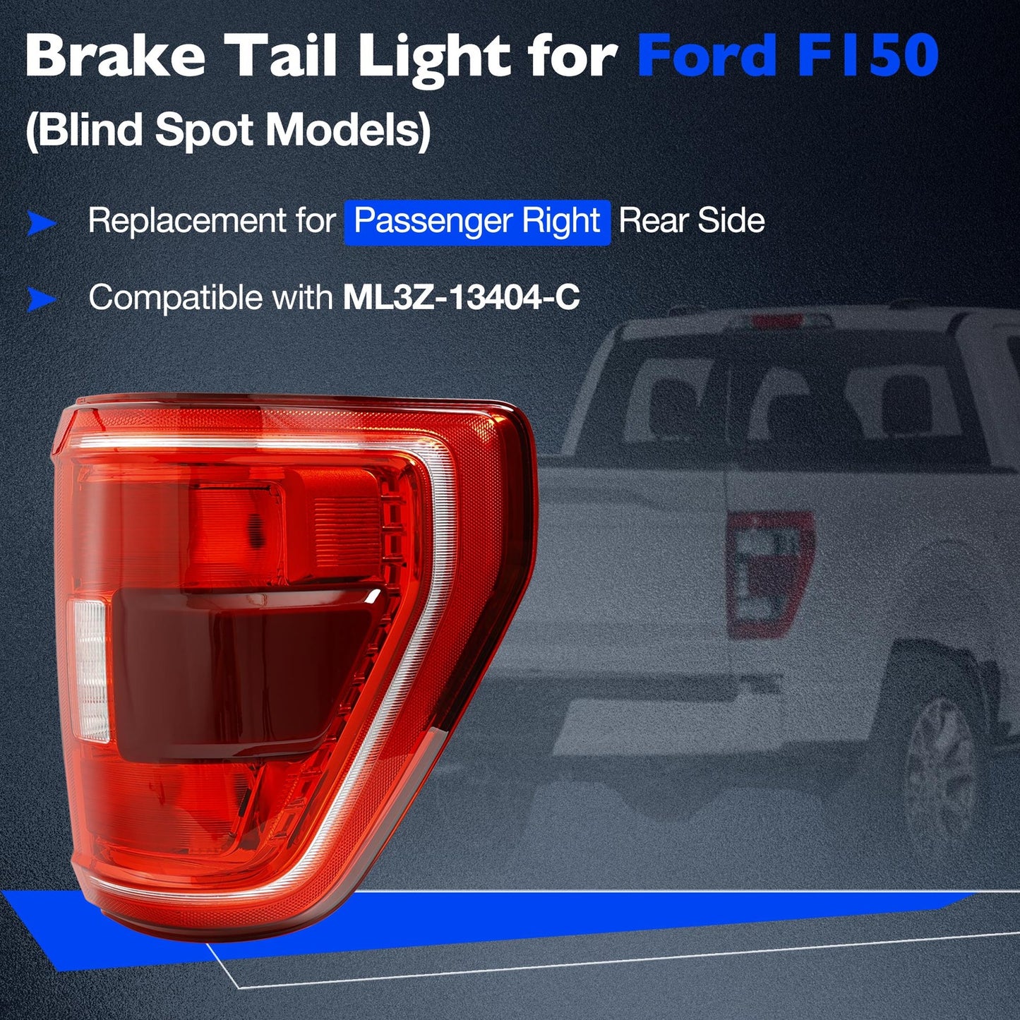 Rear Right Side Tail Light Brake Lamp w/ Blind Spot Fit 2021-23 Ford F-150 F150