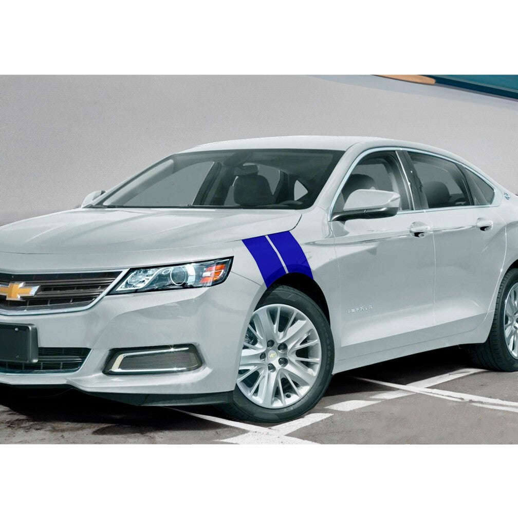 4" Dual Fender Stripe Hash Mark Stripe Decal Graphic Kit For 14-19 CHEVY IMPALA