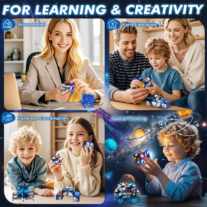 2 In 1 Earth Style Star Cube Magic Cube Set For Kid And Adult Toy Ages 8-12