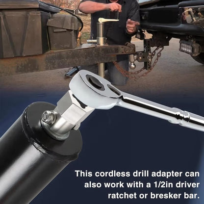 Trailer Jack Crank Handle Cordless Drill Adapter with 1/2 Inch Bit Kit