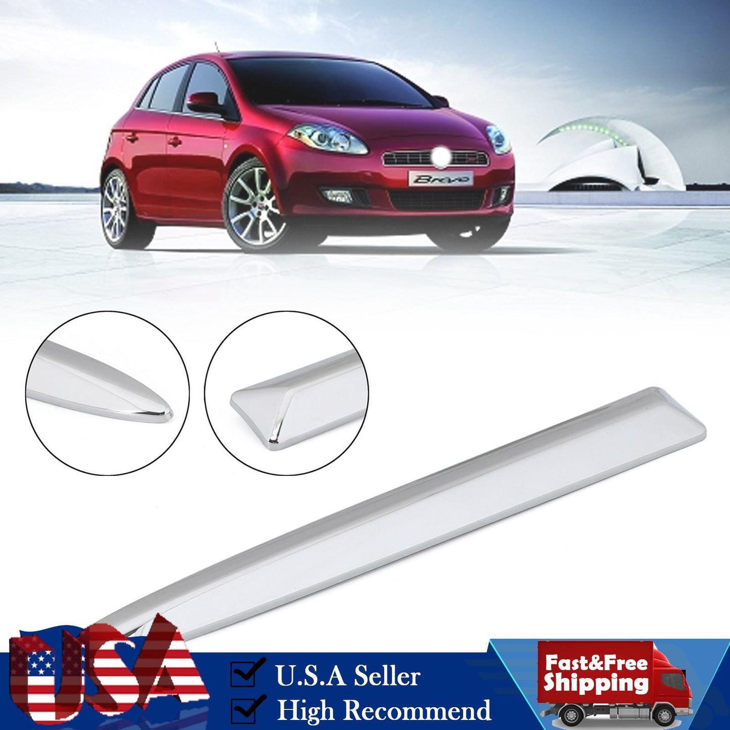 Chrome Right Front Bumper Upper Grill Moulding Trim For Fiat 500 2007-2015