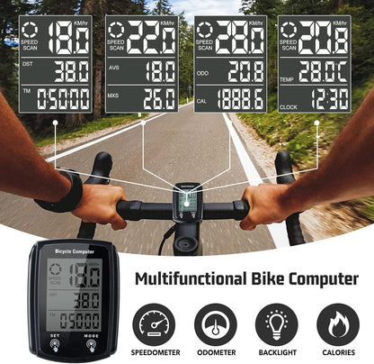 LCD Digital Bicycle Computer Bike Backlight Speedometer Odometer Waterproof