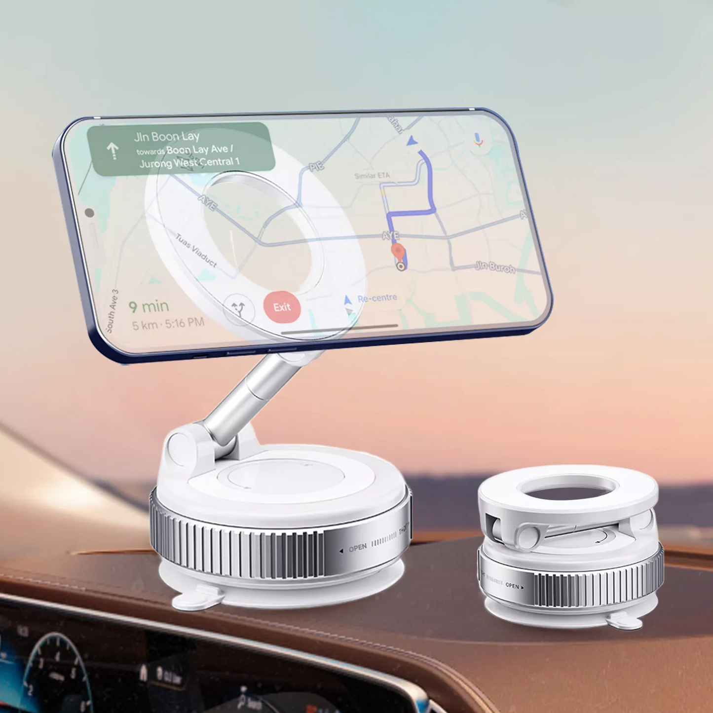 360?? Adjustable Magnetic Vacuum Suction Cup Car Phone Holder Mount for MagSafe