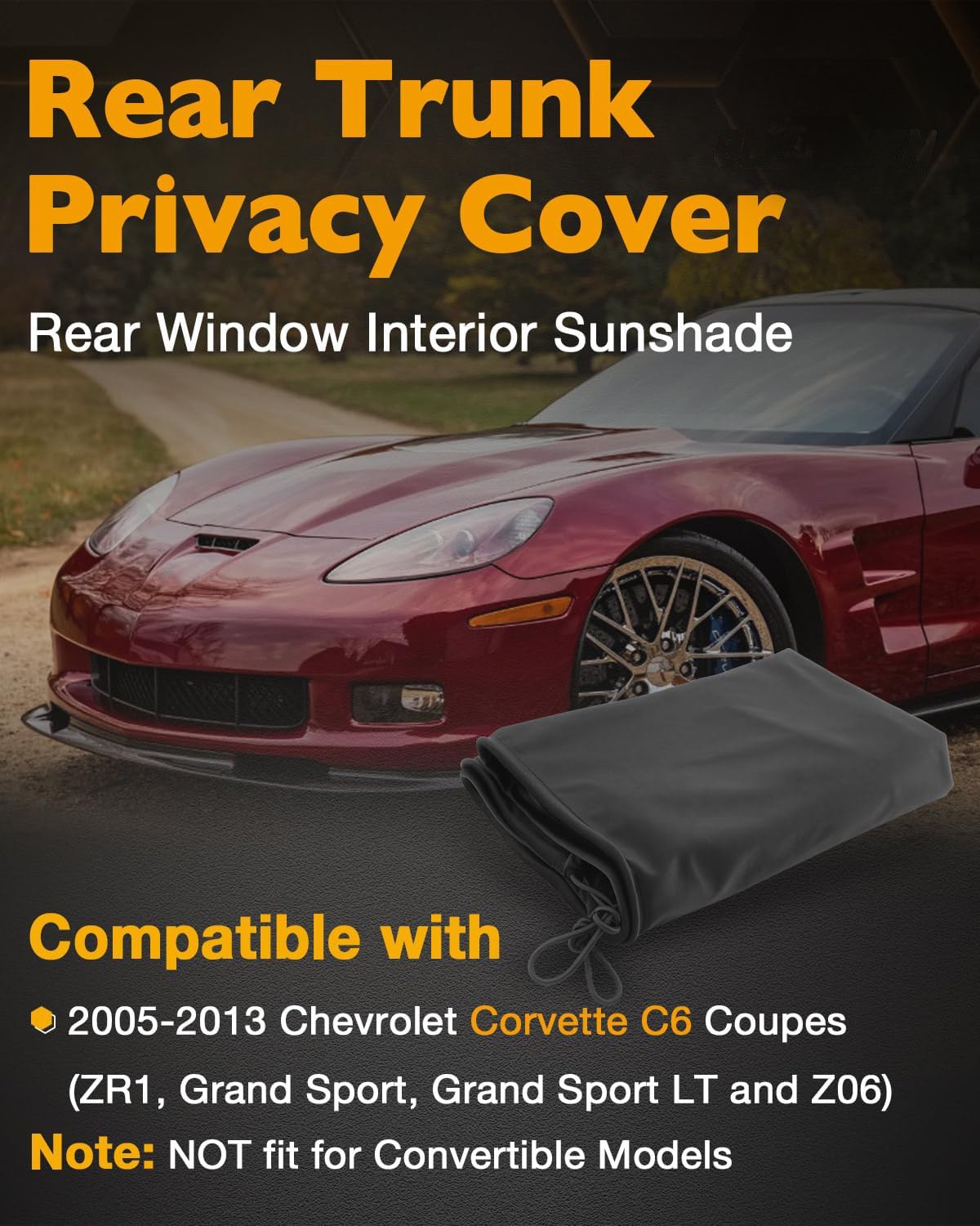 Folding Flannel Rear Cargo Window Sun Shade Fit 2005-2013 Chevrolet Corvette C6