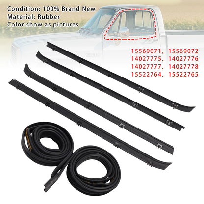 4PCS Car Window Weatherstrip+2 Seals For GMC C1500 C2500 C3500 K1500 K2500 K3500