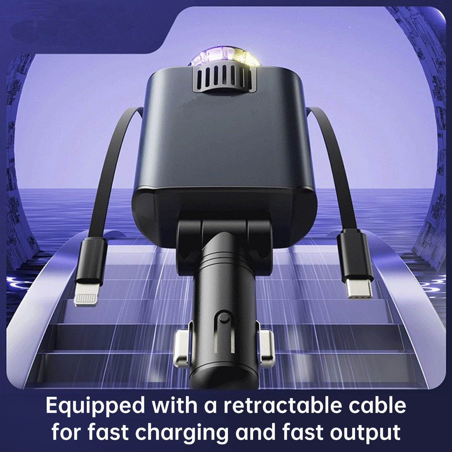 120W Super Fast Car Charger Retractable Cable Car Air Freshener Starry Sky Roof