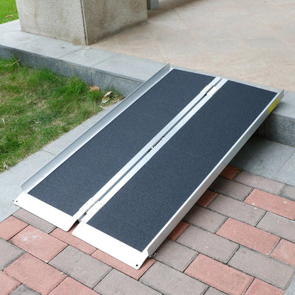 4FT Portable Wheelchair Ramp Non Skid Aluminum Foldable Mobility Scooter Ramp,