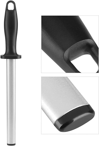 10 Inch Diamond Knife Sharpening Steel Honing Rod Oval Stick Kitchen Sharpener