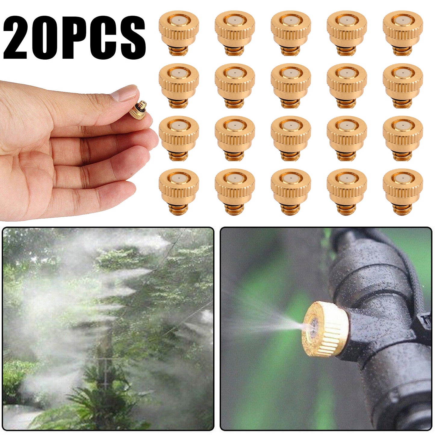 20X Brass Misting Nozzles Water Mister Sprinkle For Cooling System 0.024" 10/24