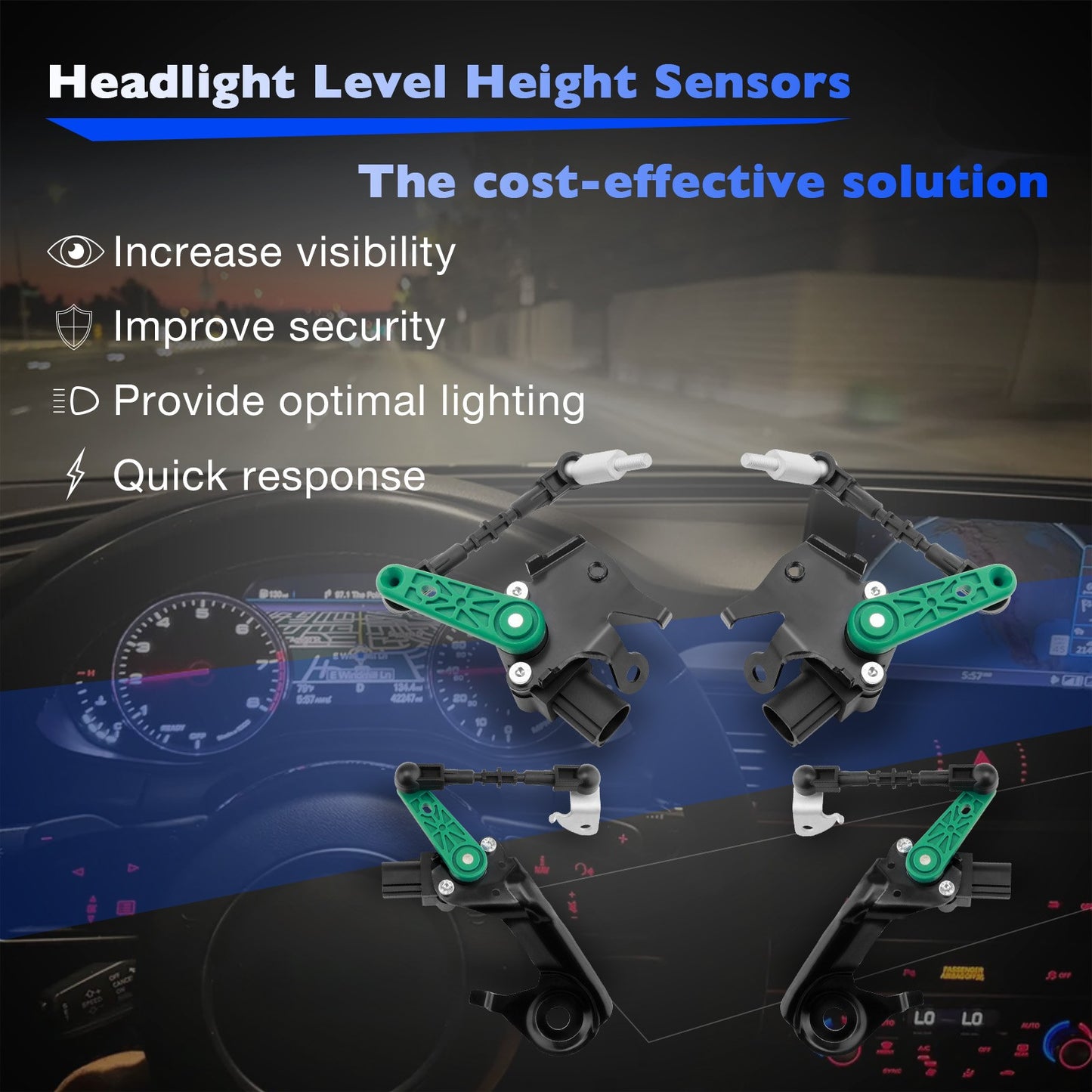 4x Front Left Air Suspension Height Level Sensors For 11-18 Audi A6 A7 S6 S7 S8