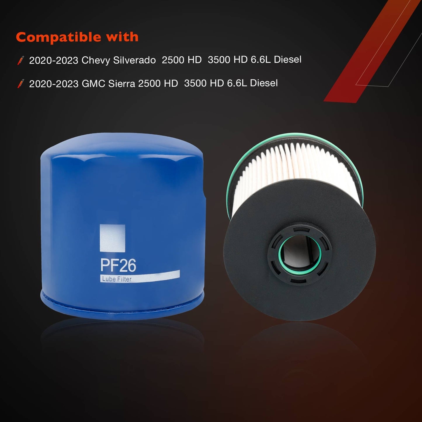 6.6L Duramax Fuel Filter Set For 20-24 Chevy Silverado GMC Sierra TP1015 PF26
