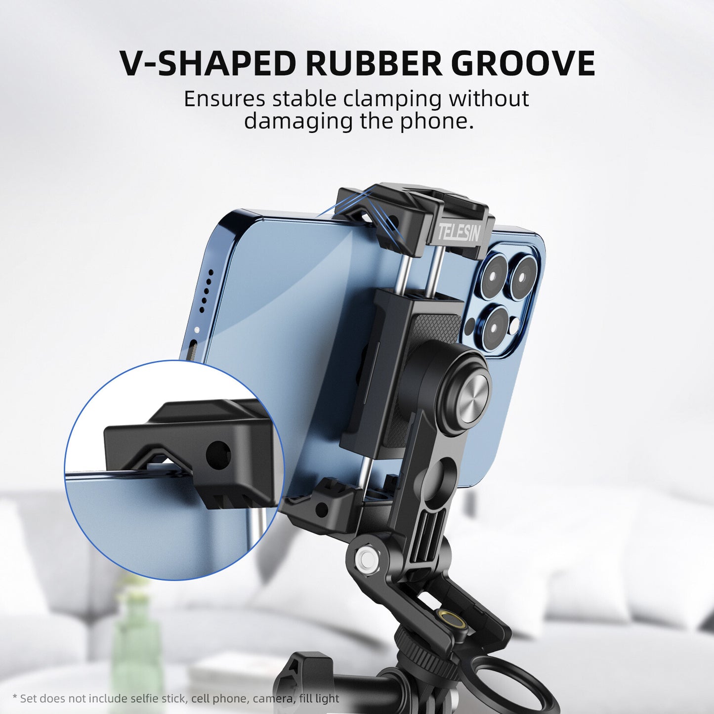 Phone Holder 360Degree Rotating Expandable Fill Light Mobile Phone Desktop Stand