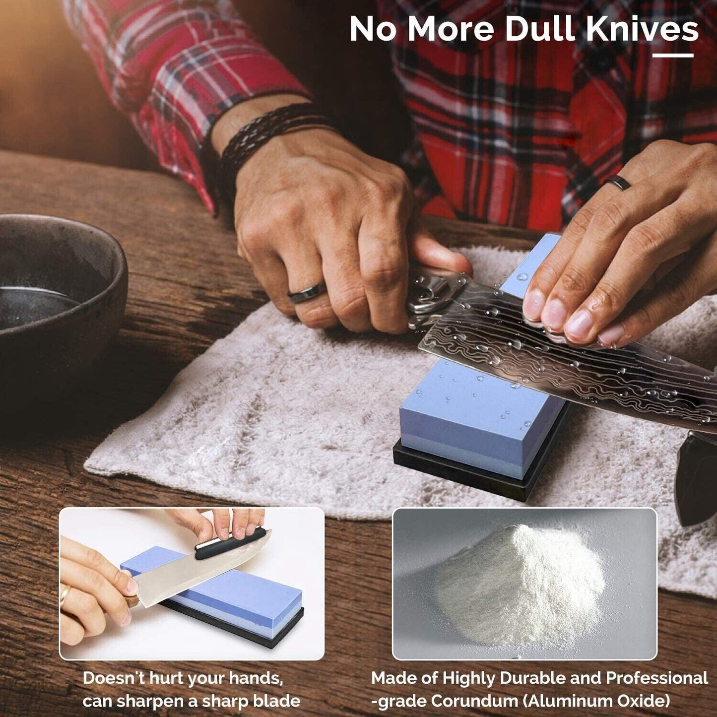 Knife Sharpening Stone Set Professional Whetstone 4 Side Grit 400/1000 3000/8000