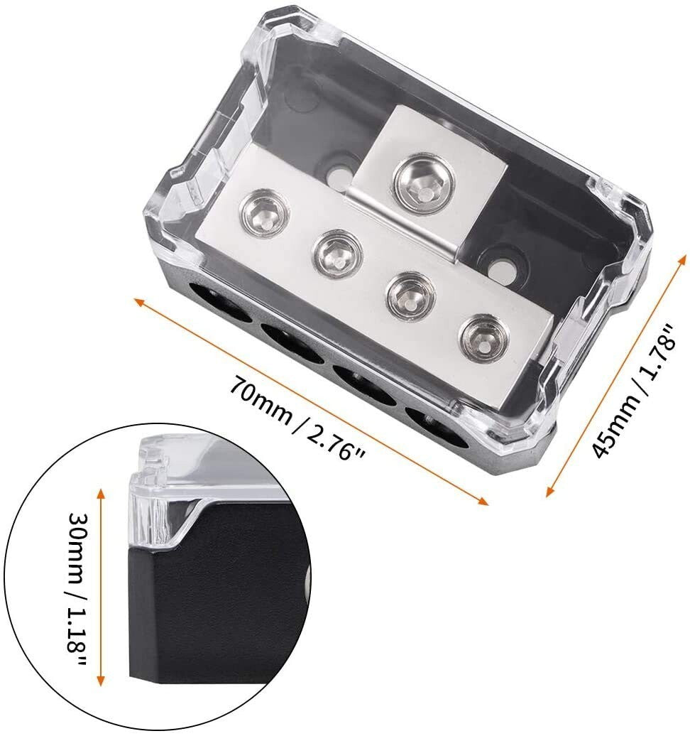 2PCS 1/0 Gauge Input to 2 x 1/0 Gauge Output Power/Ground Distribution Block Set