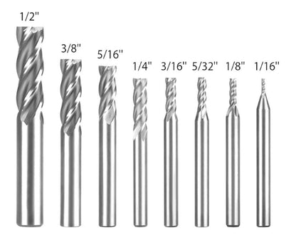 8x Solid Mill End Cutter Drill Bit Set 4 Flute HSS Slot Milling Tool 1/16"-1/2"