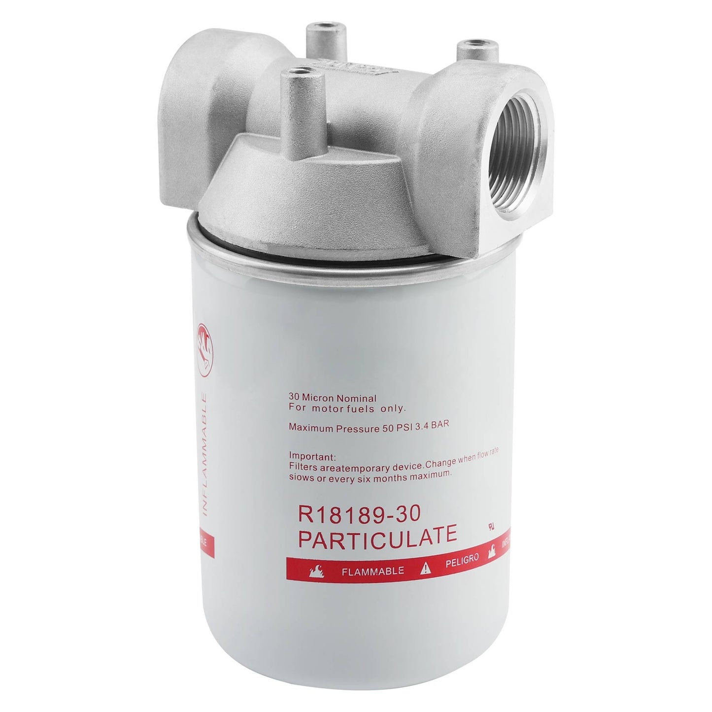 1" NPT Fuel Transfer Tank Pump Filter Kit w/30 Micron Spin-on Particulate Filter