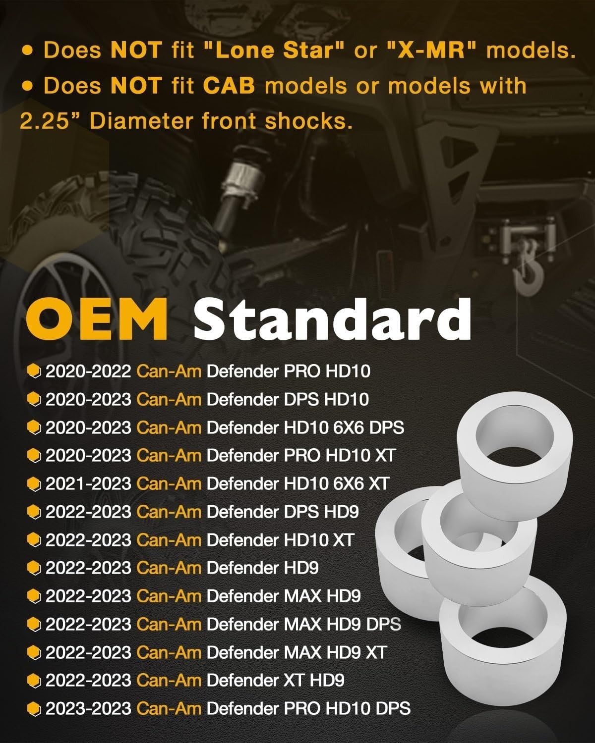 3" Lift Kit For Can-Am Defender HD5 HD8 HD9 HD10 Front &Rear Off-Road Suspension