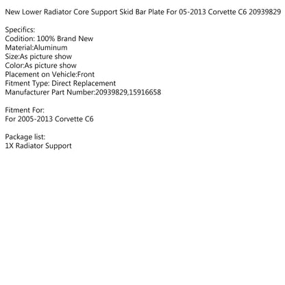 ??Lower Radiator Core Support Skid Bar Plate For 2005-2013 Corvette C6 20939829